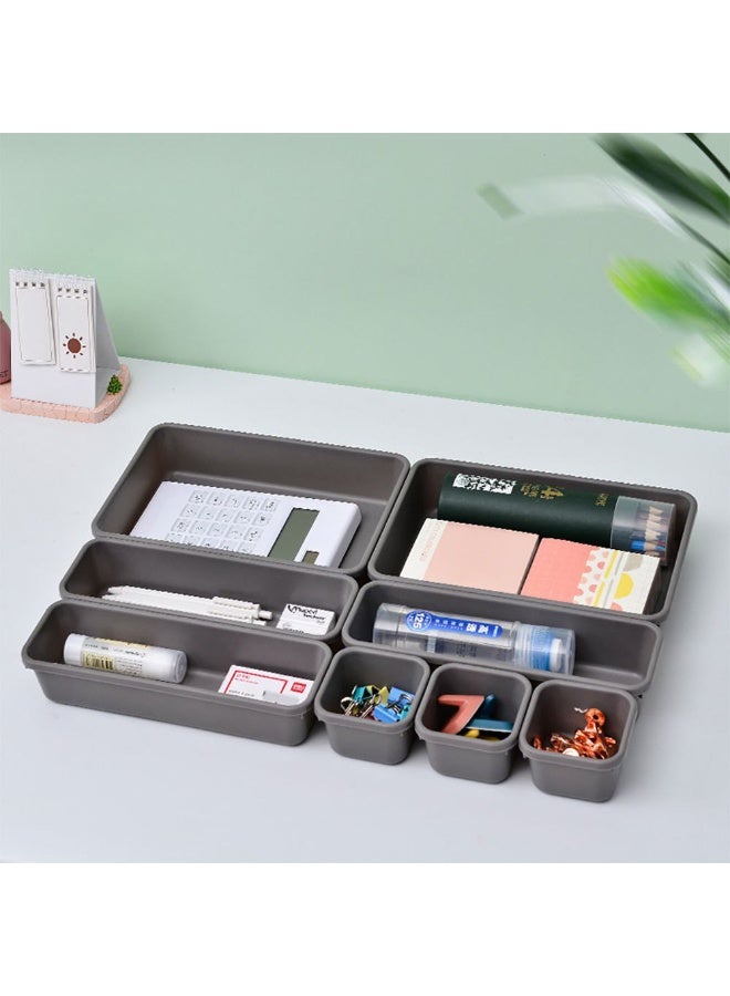 8-Piece Versatile Drawer Organizer Set with Multi-Size Trays, Transparent Storage Bins for Makeup, Office Supplies, and Kitchen - (B) - Image 2