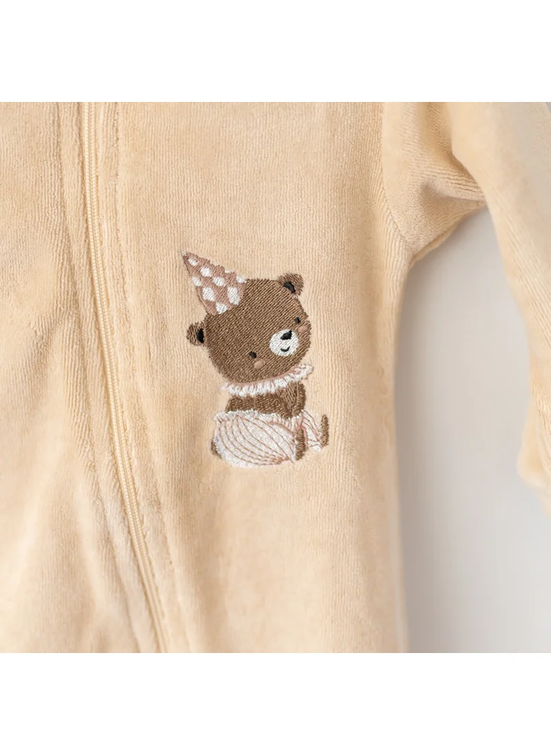 Mama Yoyo Velvet Sleeping Bag - Teddy Bear Embroidered