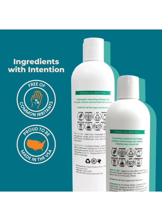 Cleure Cleure Shampoo and Conditioner Set Sulfate Free, Fragrance Free for Sensitive Skin - Volumizing Shampoo & Hydrating Conditioner (12 Oz each, Pack of 2)  - Image 3