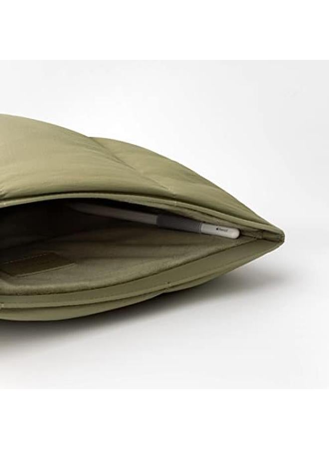 erorex Puffy Tablet Sleeve Bag For Ipad Pro 12.9 Inch Quilted Puffer Puff Tablet Carrying Case For Women Pillow Case Compatible For Ipad Pro M2 M1 2022 2018 With Magic Keyboard Olive Green - Image 3