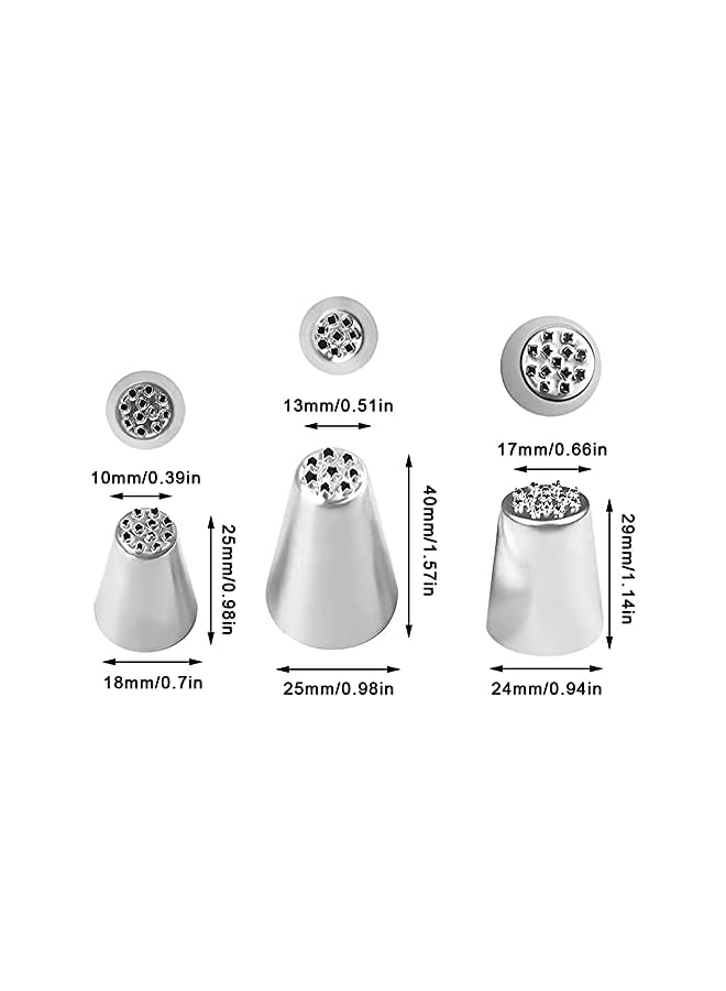 S-TOP 3 PCS Stainless Steel Grass Icing Nozzles Set, Mousse Cake Decorating Tips Pipe Nozzle DIY Baking Tool, Beginners Use for DIY Baking and Decoration Cupcakes, Biscuits (Silver) - Image 5