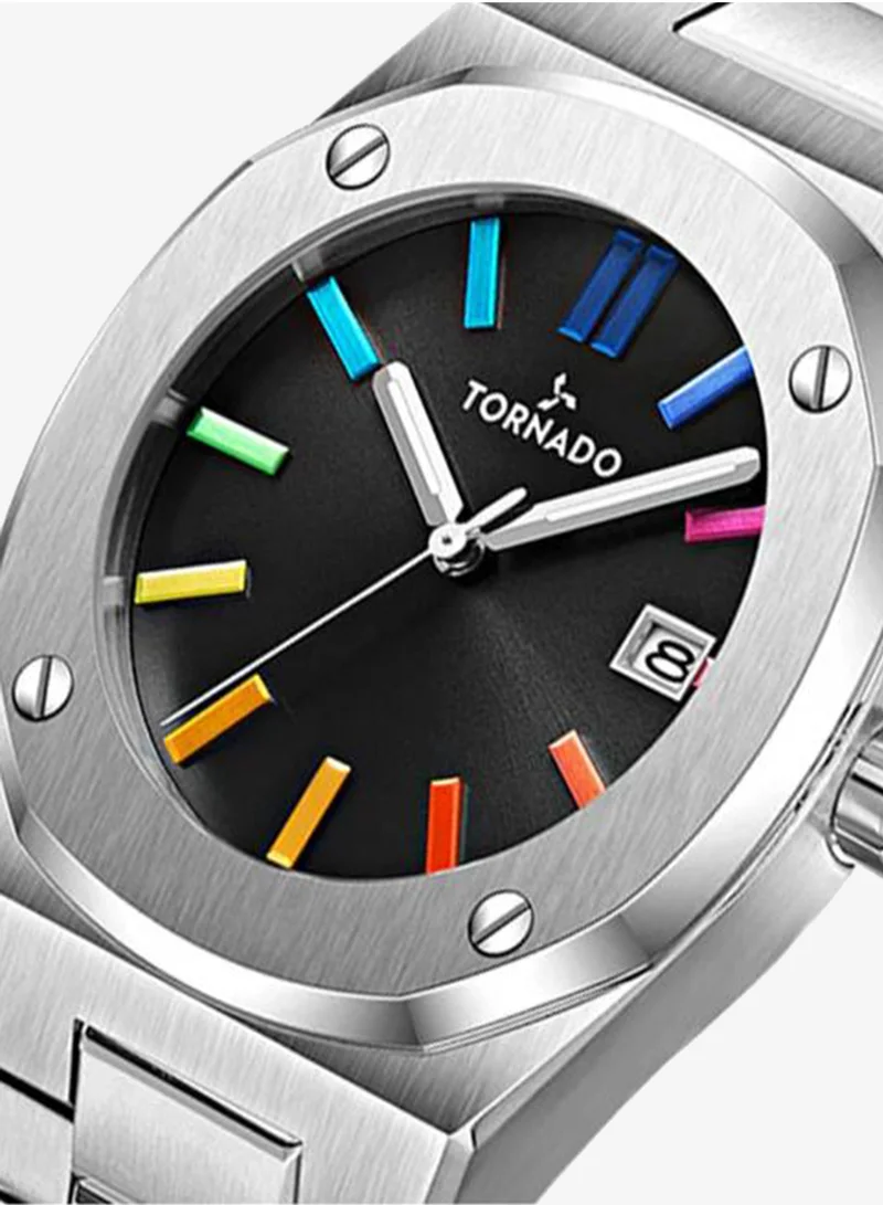 Tornado Black Men's Steel Analog Watch T23003-SBSB - 42x51.5  mm for Men | Best Price UAE