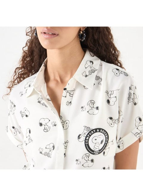 Snoopy Print Shirt with Extended Sleeves