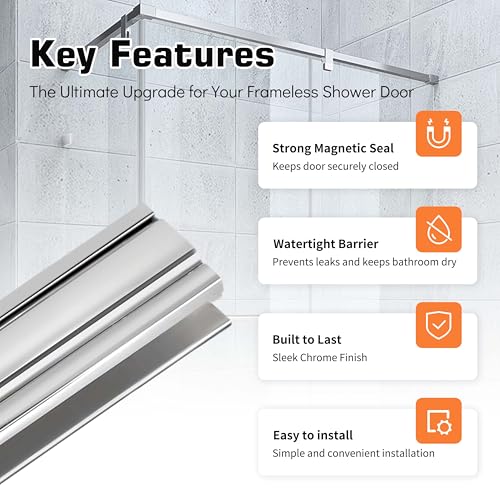 SUKABU 3" Shower Door Magnet Latch Replacement (with Metal Strike and Magnet),for 1/8“, 5/32”, 3/16“, and 1/4” Thick Swing Glass Shower Doors Handles - Image 2