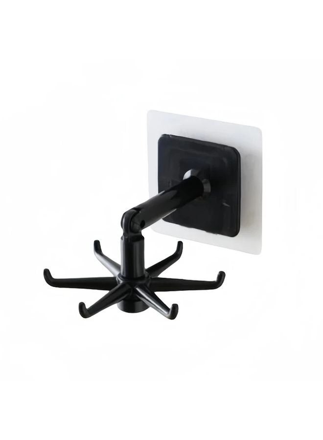 Black 360 Rotating Foldable Wall Hook Rack No Drill Adhesive Multi Functional Storage - Image 1