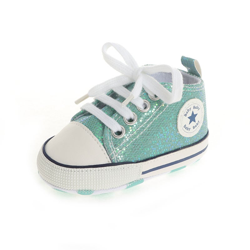 Baby Sneakers Canvas Shoes Special Sale Sequins Green 