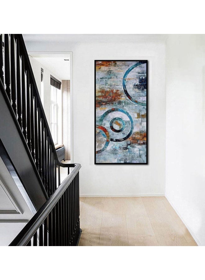 Arjun Abstract Wall Art Modern Grey Brown Picture Geometric Canvas Circle Block Painting, Large Size Simple Artwork Ready to Hang Framed for Bedroom Living Room Bathroom Home Office Wall Décor 40"x20" - Image 4