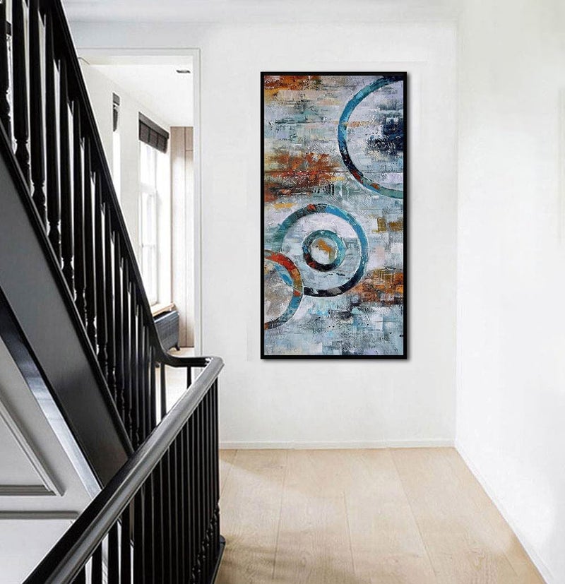 Arjun Abstract Wall Art Modern Grey Brown Picture Geometric Canvas Circle Block Painting, Large Size Simple Artwork Ready to Hang Framed for Bedroom Living Room Bathroom Home Office Wall Décor 40"x20" - Image 5