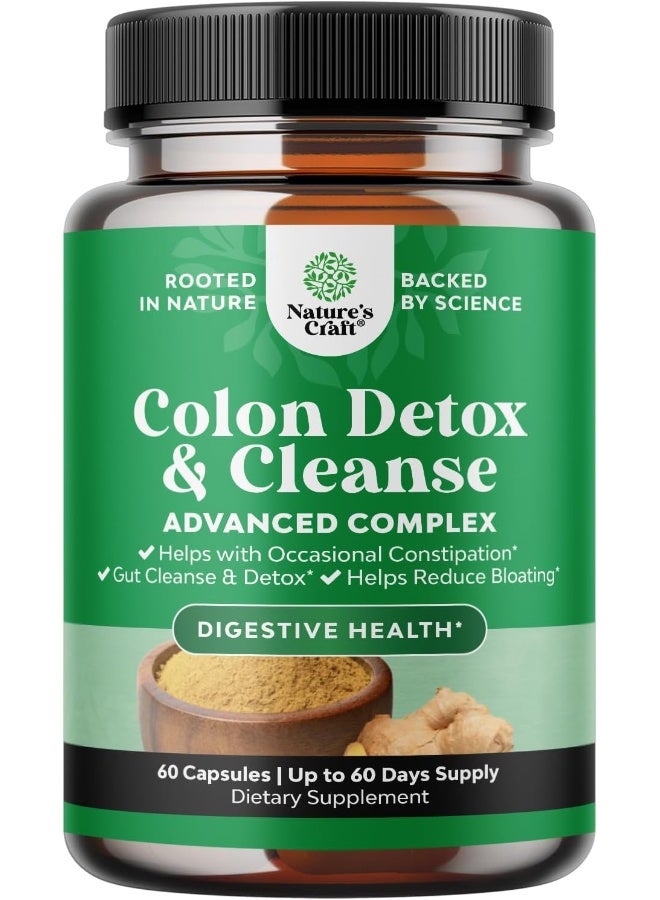 نايتشرز كرافت منظف ​​القولون والتخلص من السموم - مكمل بروبيوتيك لاكتوباسيلوس أسيدوفيلوس 60 كبسولة - Image 1