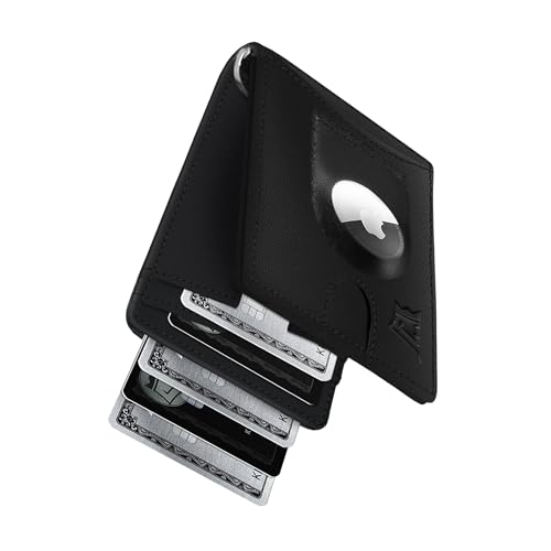 Kings Loot Trackable Airtag Wallet for Men | RFID Blocking Leather Design with Airtag Holder, Money Clip & Pull Tab | Minimalist Air Tag Wallets - Image 1