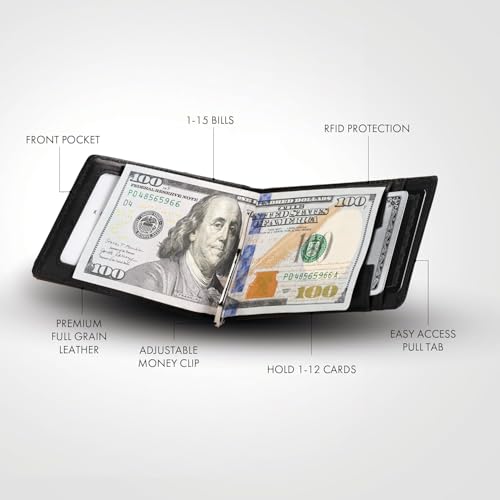Kings Loot Trackable Airtag Wallet for Men | RFID Blocking Leather Design with Airtag Holder, Money Clip & Pull Tab | Minimalist Air Tag Wallets - Image 3