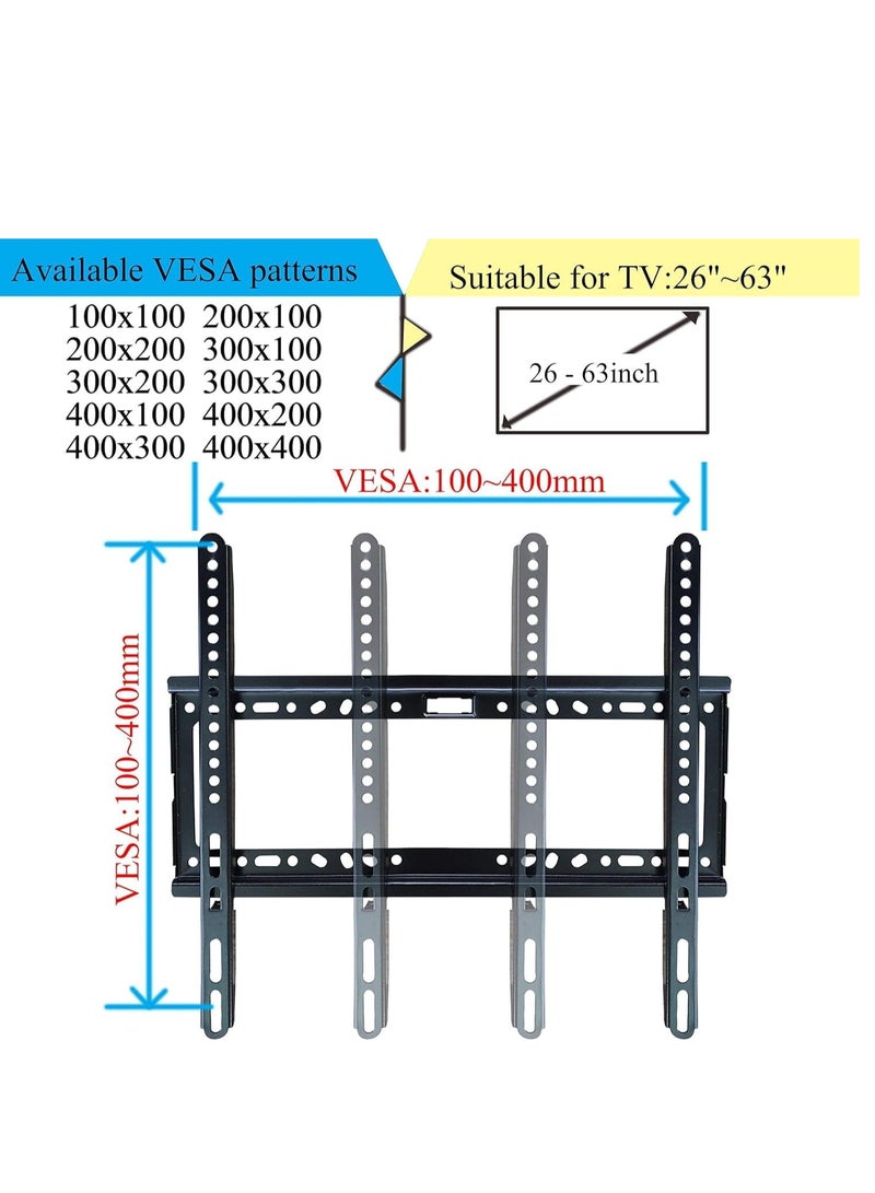 ELTRAZONE TV Stand/Television Stands for 26-63 Inch TV. Wall Mount TV Stand with Rugged Double Arm Bracket, Standard Load-bearing 26"-63", Maximum size 63 inch, Holds Up to 40kg (26-63 inch, BLACK) - Image 2