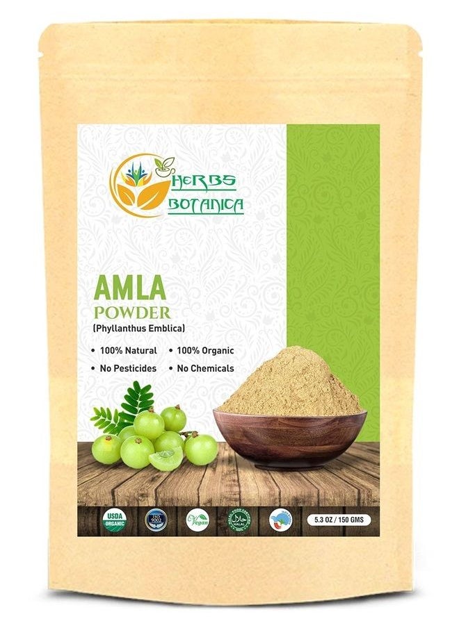 HERBS BOTANICA - Organic Amla Powder Indian Gooseberry Amalaki Pure Natural Vitamin C Alma Fruit Powder for Hair Growth Immune Support Emblica Officinalis 5.3 oz /150 GMS - Image 1