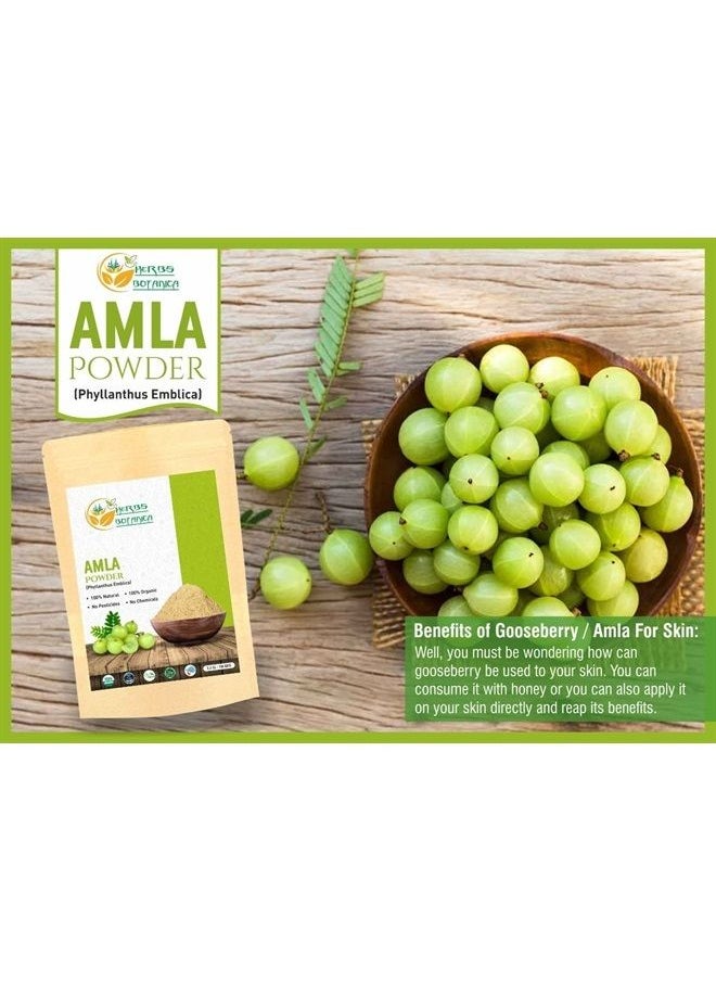 HERBS BOTANICA - Organic Amla Powder Indian Gooseberry Amalaki Pure Natural Vitamin C Alma Fruit Powder for Hair Growth Immune Support Emblica Officinalis 5.3 oz /150 GMS - Image 1
