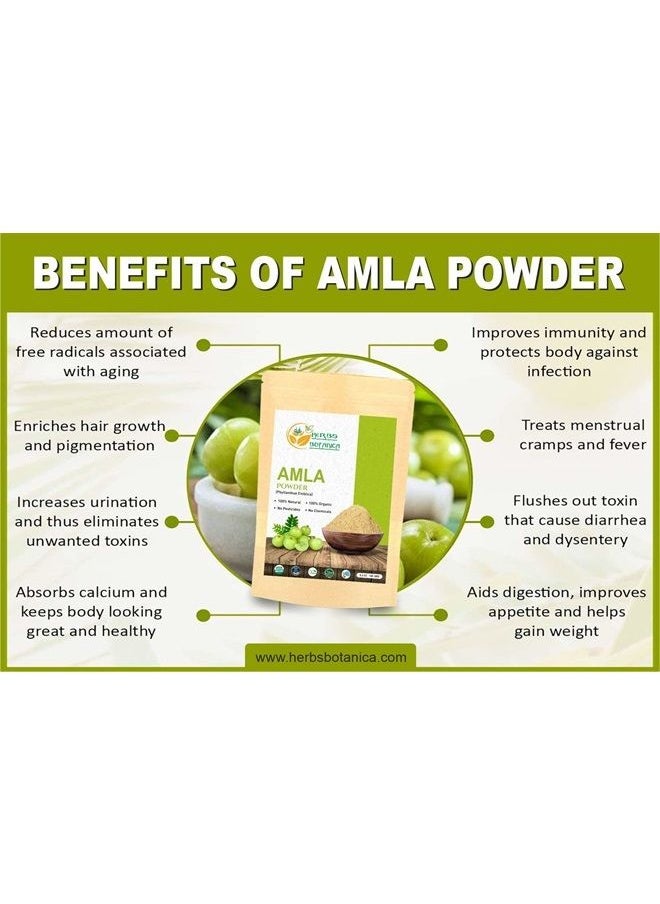 HERBS BOTANICA - Organic Amla Powder Indian Gooseberry Amalaki Pure Natural Vitamin C Alma Fruit Powder for Hair Growth Immune Support Emblica Officinalis 5.3 oz /150 GMS - Image 1