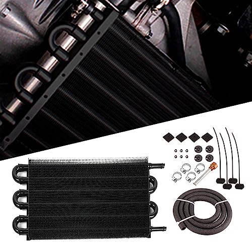 WOOTON 6 Row Transmission Oil Cooler,Universal 6 Pass Aluminum Remote 5/16" Engine Oil Cooler Kit Radiator with Hose Mounting Kit - Image 5