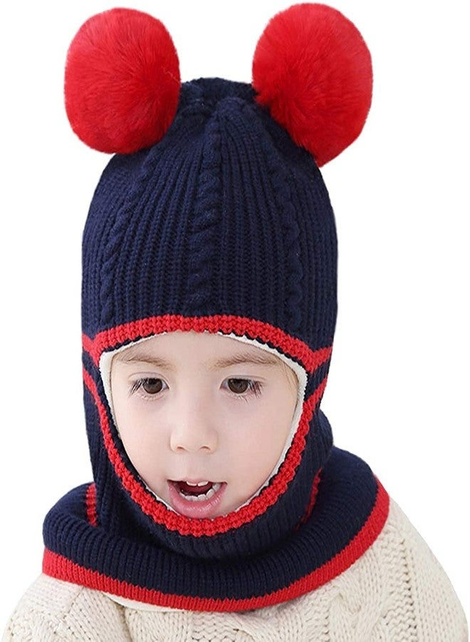 Zeki Kids Winter Hat,Baby Boy Woolen Cap,Baby Girls Winter Hat, Thick Scarf Earflap Hood Scarves Skull Caps, 1-4 Years (Black) - Image 1