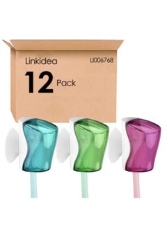 Linkidea Linkidea Travel Toothbrush Head Covers with Suction Cup, Portable Wall Mount Toothbrush Holder, Toothbrush Cap Case Box Convenient for Travel, Outdoor (12 Pcs)  - Image 1