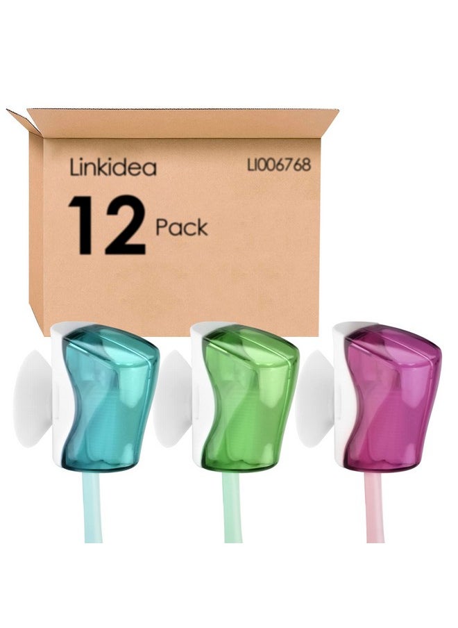 Linkidea Linkidea Travel Toothbrush Head Covers with Suction Cup, Portable Wall Mount Toothbrush Holder, Toothbrush Cap Case Box Convenient for Travel, Outdoor (12 Pcs)  - Image 1