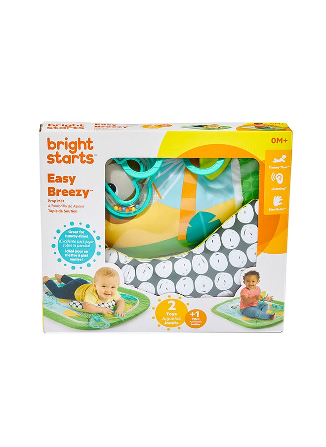 Bright Starts Easy Breezy Baby Tummy Time Activity Mat With 2 Toys  - Image 1
