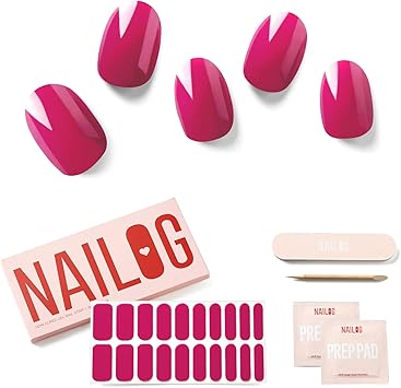 NAILOG Semi Cured Gel Strips 20 Extra Long Stickers Glossy Long Lasting Soft Gel Finish Nail Wrap Flair - Image 1