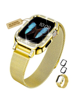 Compatible for Apple Watch Band 44mm for Women with Bumper, Stainless Steel Mesh Magnetic Luxury Rhinestone Milanese Strap Dressy iWatch Loop Series 6 / SE 5 4 (44mm, Gold) - pzsku/ZD4A1246DF9C69A7109F0Z/45/1743386086/d5e31bc2-56d3-45d0-9763-4d170fba5846
