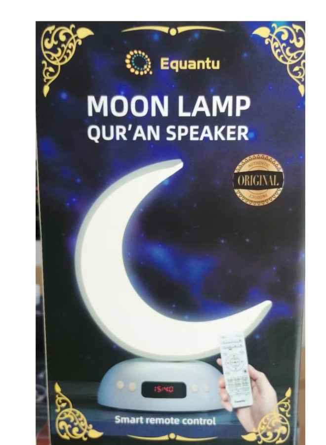 Equantu Arabic Quran Speaker LED Moon Light Colorful Lamp Azan Alarm Clock - Image 1
