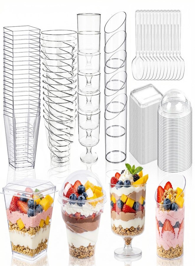 WELLIFE 380 Pack Disposable Dessert Cups with Lids and Spoons 5 oz Mini Plastic Parfait Cups Assortment for DIY Mousse, Pudding, Tiramisu, Home Baking, Birthday Parties & Baby Showers - Image 1