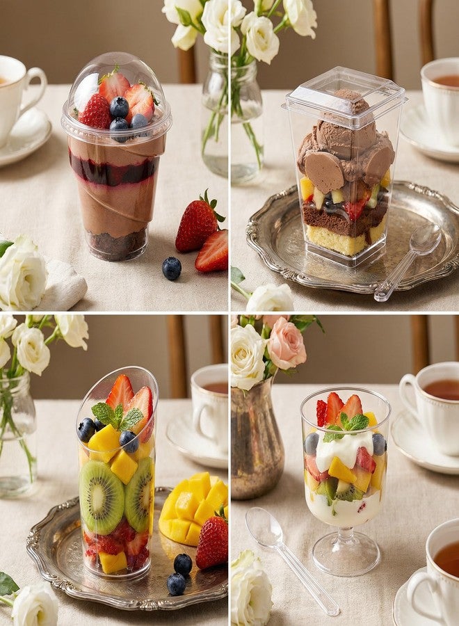 WELLIFE 380 Pack Disposable Dessert Cups with Lids and Spoons 5 oz Mini Plastic Parfait Cups Assortment for DIY Mousse, Pudding, Tiramisu, Home Baking, Birthday Parties & Baby Showers - Image 5