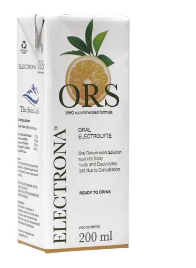 ORS Orange 200ml | Ready to Drink Oral Rehydration Solution | Electrolyte Hydration for Dehydration Recovery