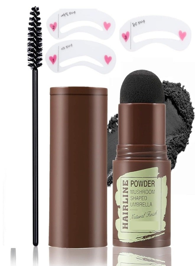Luxafare Hair Shadow Powder Hairline Powder Stick Thinning Hair, Root Touch-Up Powder Quickly Cover Hair Fall Hair Root Concealer for Hair Loss With 3 Pairs Of Eyebrow Stamp (Black) - Image 1