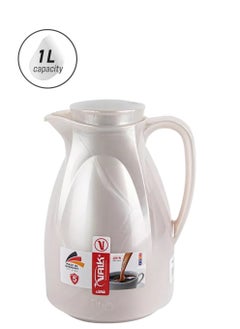 Valk Double Wall Glass Anti-Leakage Wide Mouth Vacuum Flask Pearl White 1 L 04-352 