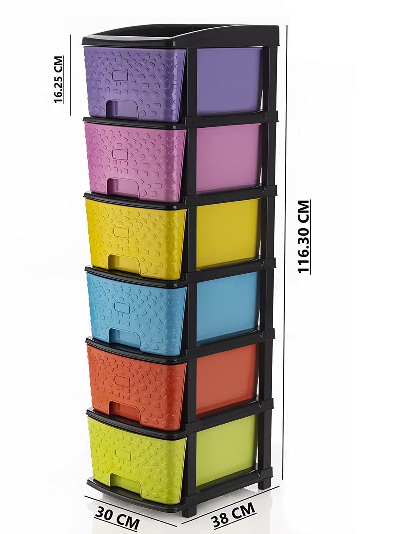 AVZEEGO AVZEEGO Large 6 XL Multipurpose Drawer Plastic Modular Chest Storage Organizer Home Office Parlor School Doctors Home and Kids 6XL Multicolour 6XL  - Image 2