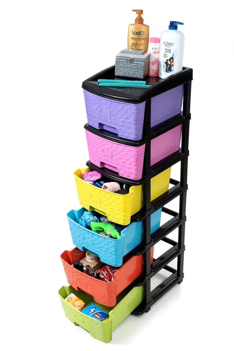 AVZEEGO AVZEEGO Large 6 XL Multipurpose Drawer Plastic Modular Chest Storage Organizer Home Office Parlor School Doctors Home and Kids 6XL Multicolour 6XL  - Image 3