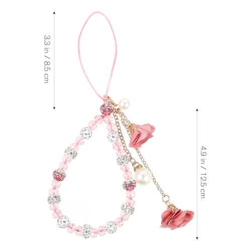 Hemobllo Cell Phone Charms Straps Creative Crystal Flower Pendant Non-Slip Phone Charm Lanyard Wrist Strap for Decoration - Image 2