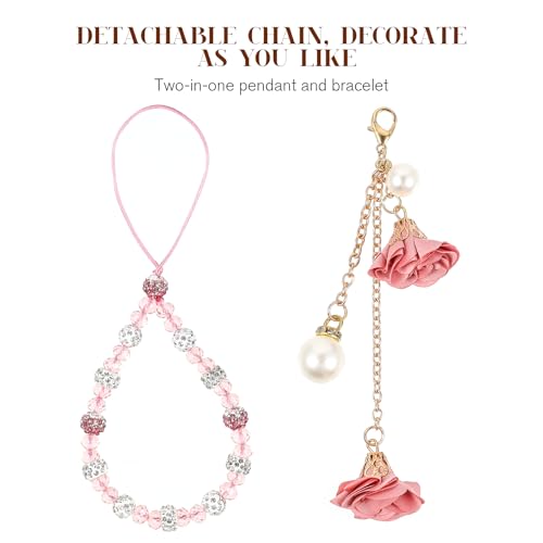 Hemobllo Cell Phone Charms Straps Creative Crystal Flower Pendant Non-Slip Phone Charm Lanyard Wrist Strap for Decoration - Image 4