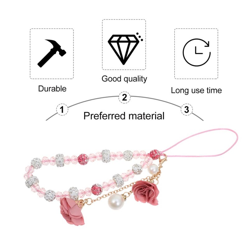 Hemobllo Cell Phone Charms Straps Creative Crystal Flower Pendant Non-Slip Phone Charm Lanyard Wrist Strap for Decoration - Image 5
