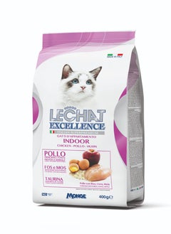 Monge Lechat Excellence by Monge | Indoor Cat Dry Food with Chicken, Rice, Egg and Apple | Super Premium Complementary Dry Cat Food - 400g  - Image 1