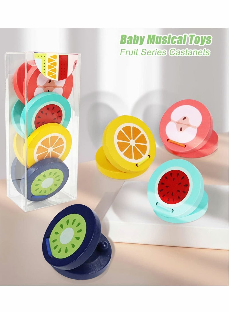 Excefore Kids Wooden Fruit Series Castanets Instruments Toys, Baby Montessori Musical Instruments Toys for Toddlers 1-3, Gift for Percussion Toddler Learning Education Toys Ages 3-5,  4PCS - Image 2