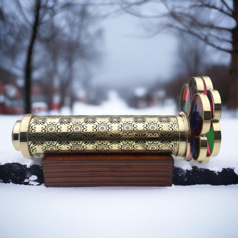 BAZROSS Handcrafted Brass Kaleidoscope â€“ kaleidoscopes for Kids with Dual Turning Wheels â€“ kaleidoscopes for Adults â€“ Brass Kaleidoscope - Gift for Students - Image 3