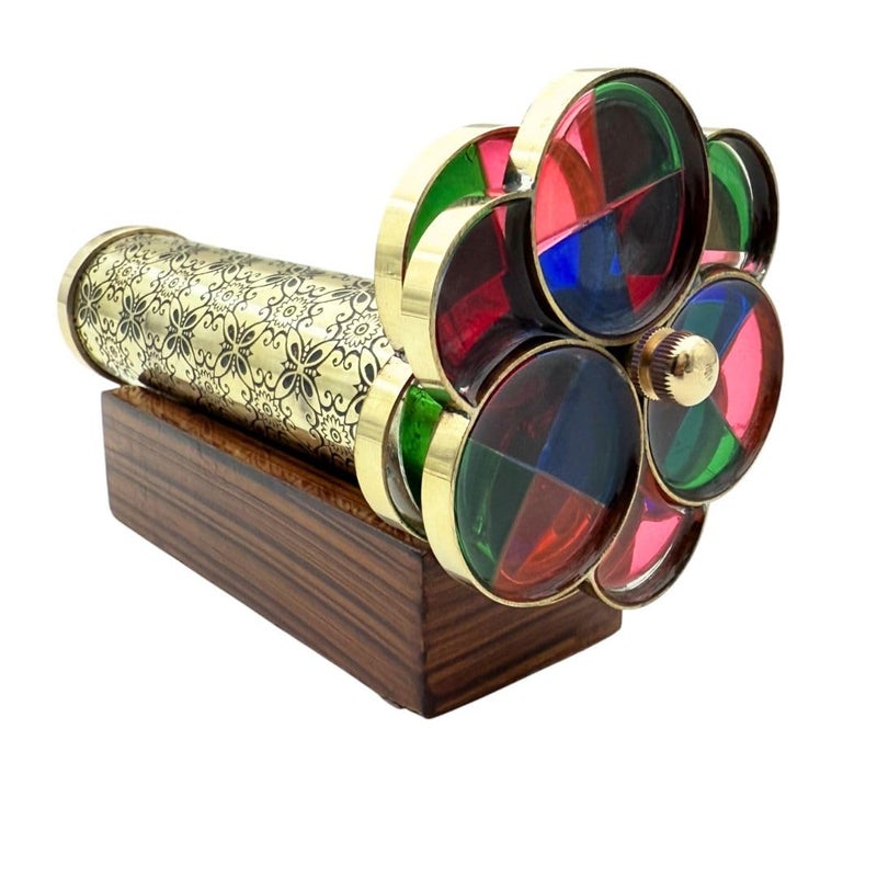 BAZROSS Handcrafted Brass Kaleidoscope â€“ kaleidoscopes for Kids with Dual Turning Wheels â€“ kaleidoscopes for Adults â€“ Brass Kaleidoscope - Gift for Students - Image 1