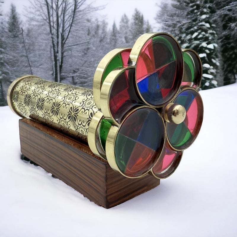 BAZROSS Handcrafted Brass Kaleidoscope â€“ kaleidoscopes for Kids with Dual Turning Wheels â€“ kaleidoscopes for Adults â€“ Brass Kaleidoscope - Gift for Students - Image 2
