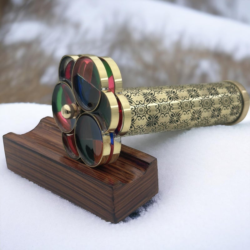 BAZROSS Handcrafted Brass Kaleidoscope â€“ kaleidoscopes for Kids with Dual Turning Wheels â€“ kaleidoscopes for Adults â€“ Brass Kaleidoscope - Gift for Students - Image 5