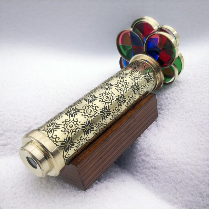 BAZROSS Handcrafted Brass Kaleidoscope â€“ kaleidoscopes for Kids with Dual Turning Wheels â€“ kaleidoscopes for Adults â€“ Brass Kaleidoscope - Gift for Students - Image 4