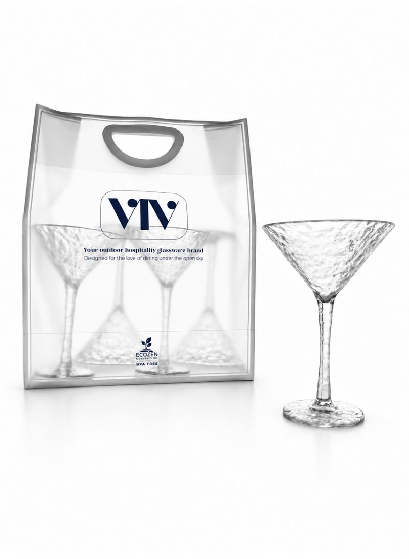 VIV Caustics Outdoor Unbreakable Martini Glass Ecozen Material BPA-Free 220ml (Pack of 4) - Image 1