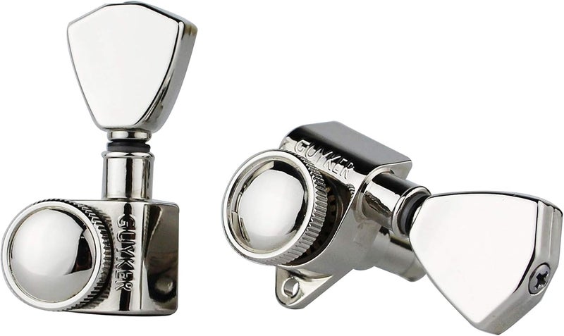 guyker Guitar Locking Tuners (3L + 3R Handed) - 1:21 Models Rear Lock String Tuning Key Pegs Machine Head with Trapezium Handle Replacement for Electric, Folk or Acoustic Guitars - Nickel - Image 5