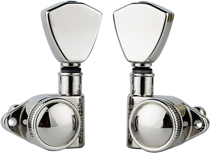 guyker Guitar Locking Tuners (3L + 3R Handed) - 1:21 Models Rear Lock String Tuning Key Pegs Machine Head with Trapezium Handle Replacement for Electric, Folk or Acoustic Guitars - Nickel - Image 4