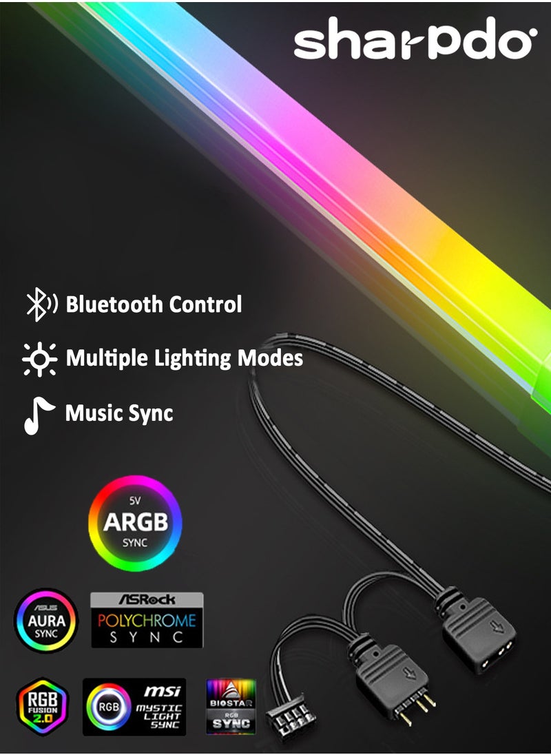 Sharpdo - Square RGB Gaming Atmosphere Light For PC Case Gaming Box DIY Fancy LED RGB Strip Lights For Computer Case Bluetooth Control Music Sync - Image 1