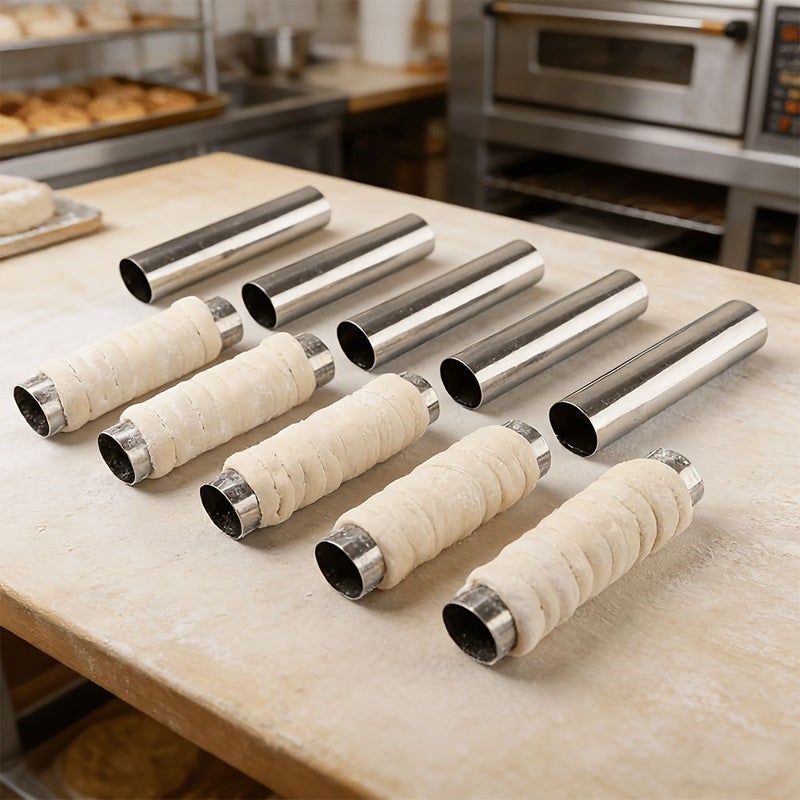 11pcs Stainless Steel Cream Puff Forming Mold Set With Cleaning Brush - Image 1