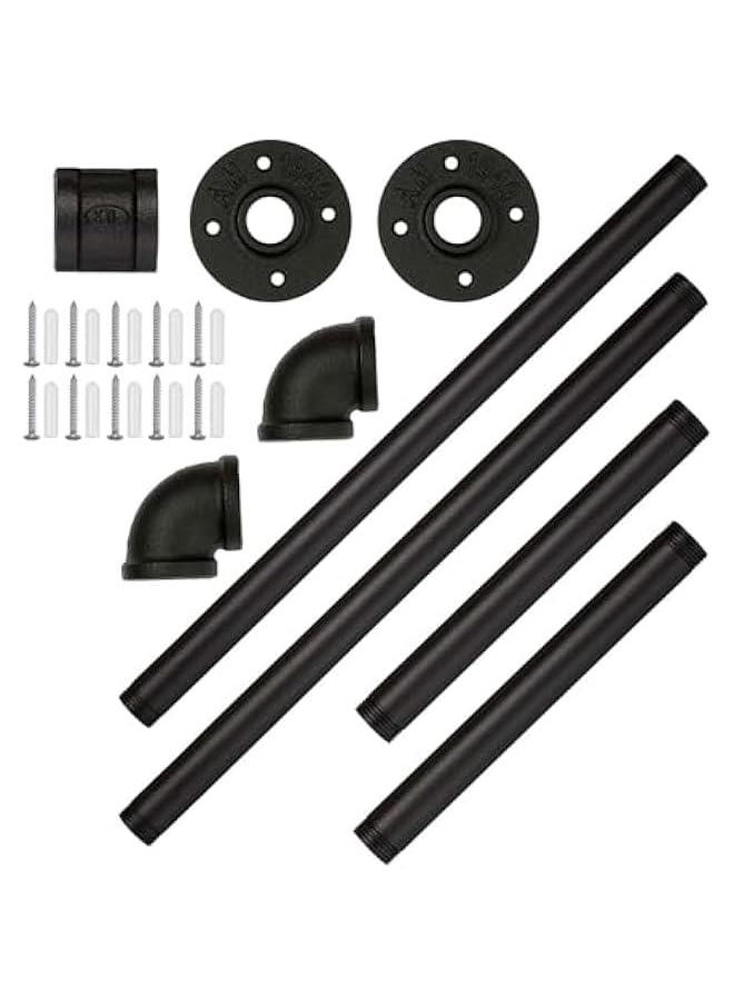 HOOKOR Clothes Rack, 36.4 Inch Industrial Pipe Wall Mounted Garment Rack, Space-Saving, Heavy Duty Detachable Garment Bar, Multi-Purpose Hanging Rod for Closet 2 Base (2 Pack)  - Image 2